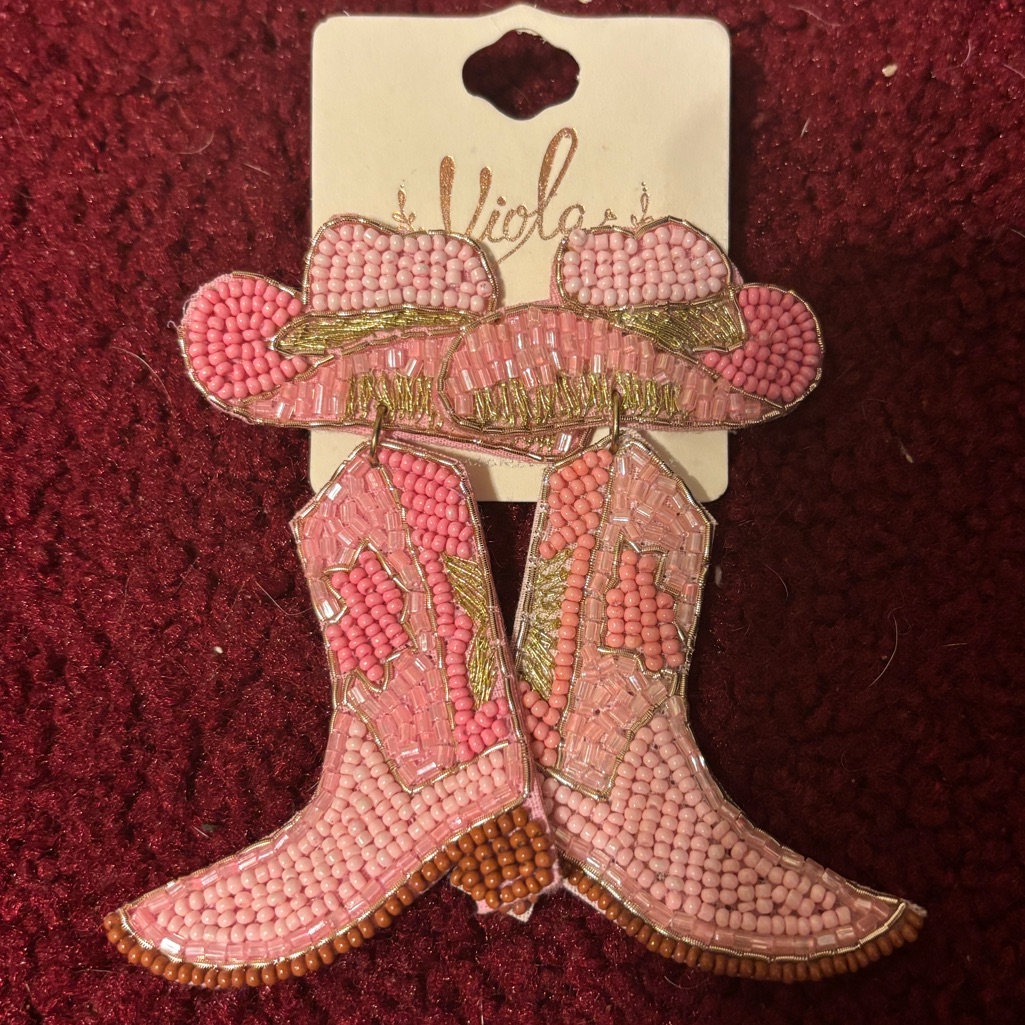 Viola Pink Bead Western Cowboy Boots Nwt Pierced